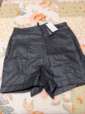 Fashion Nova Black High-Waist Faux Leather Shorts